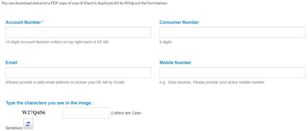 K-Electric Bill Through Email & SMS